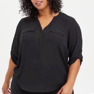 Torrid Harper Georgette Black Pullover Blouse